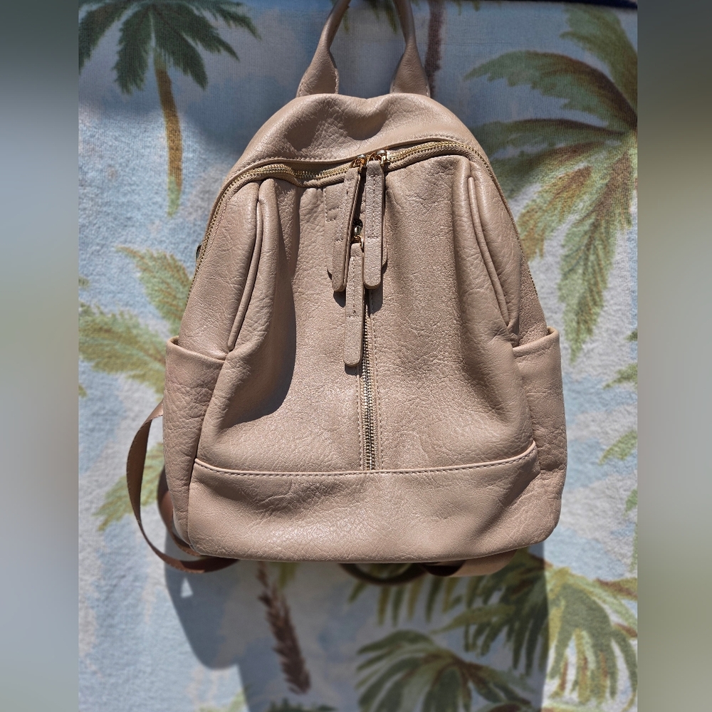 Womens Tan Leather Backpack